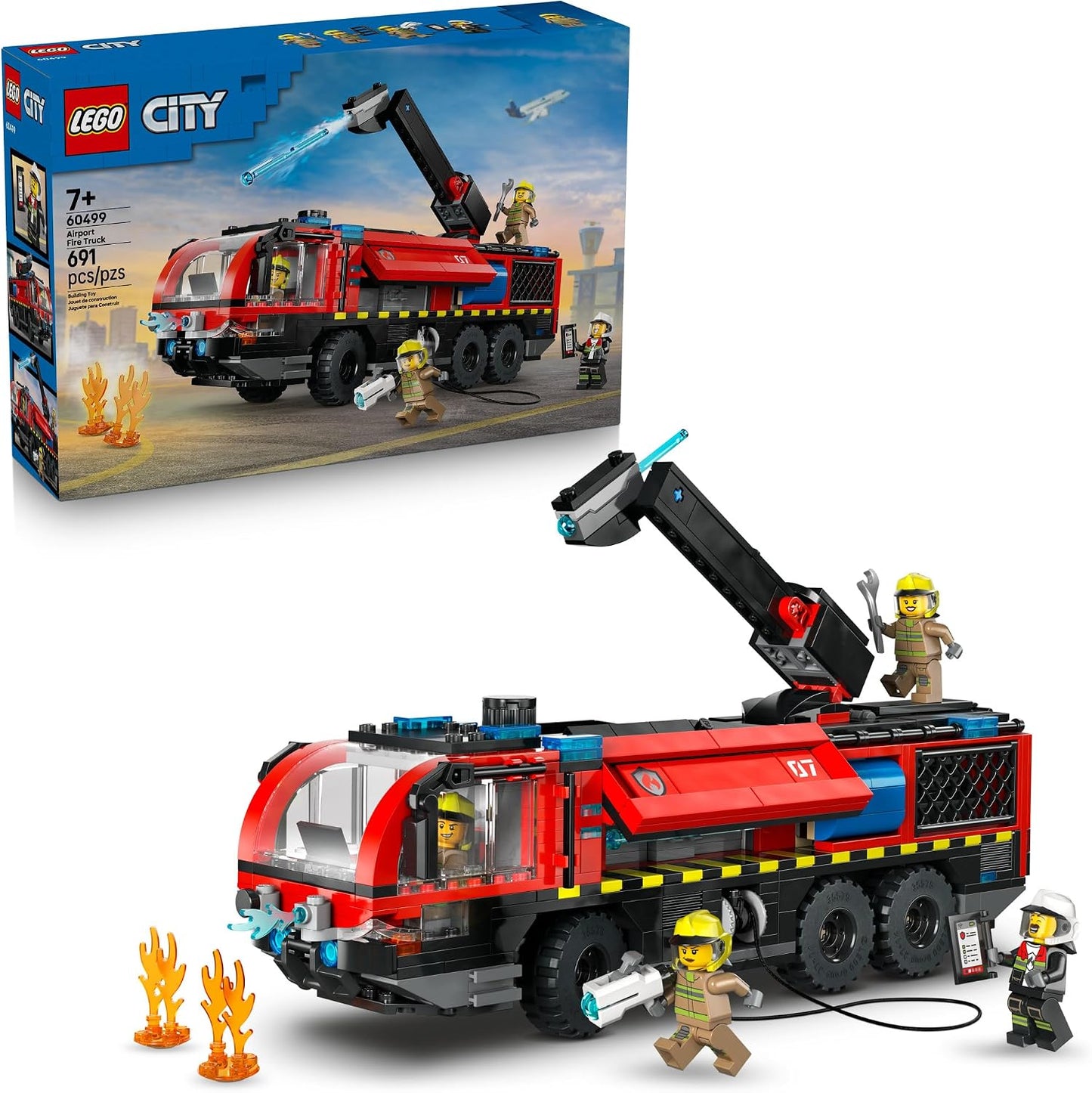 Coche de bomberos del aeropuerto de LEGO City para niños, juguete d...