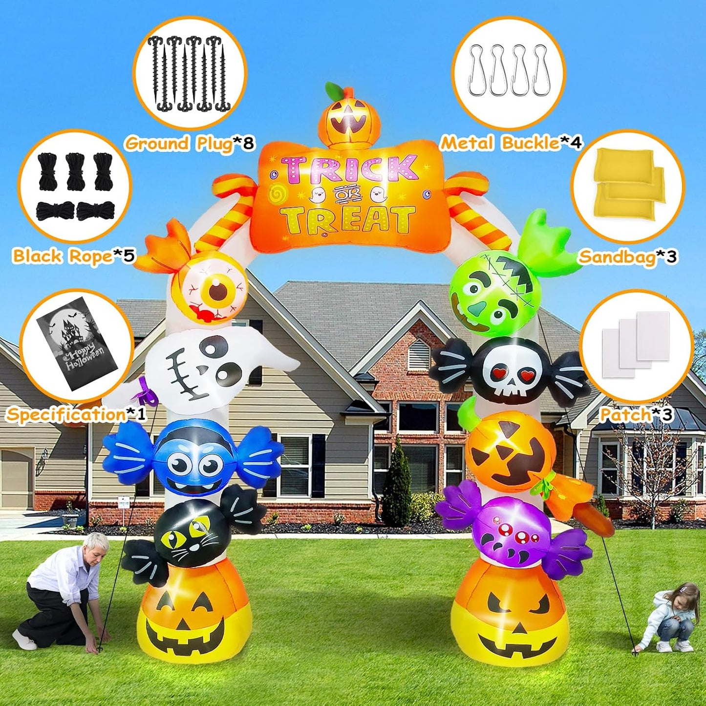 Kalolary Fantasma de caramelo inflable de Halloween de 10 pies de a...