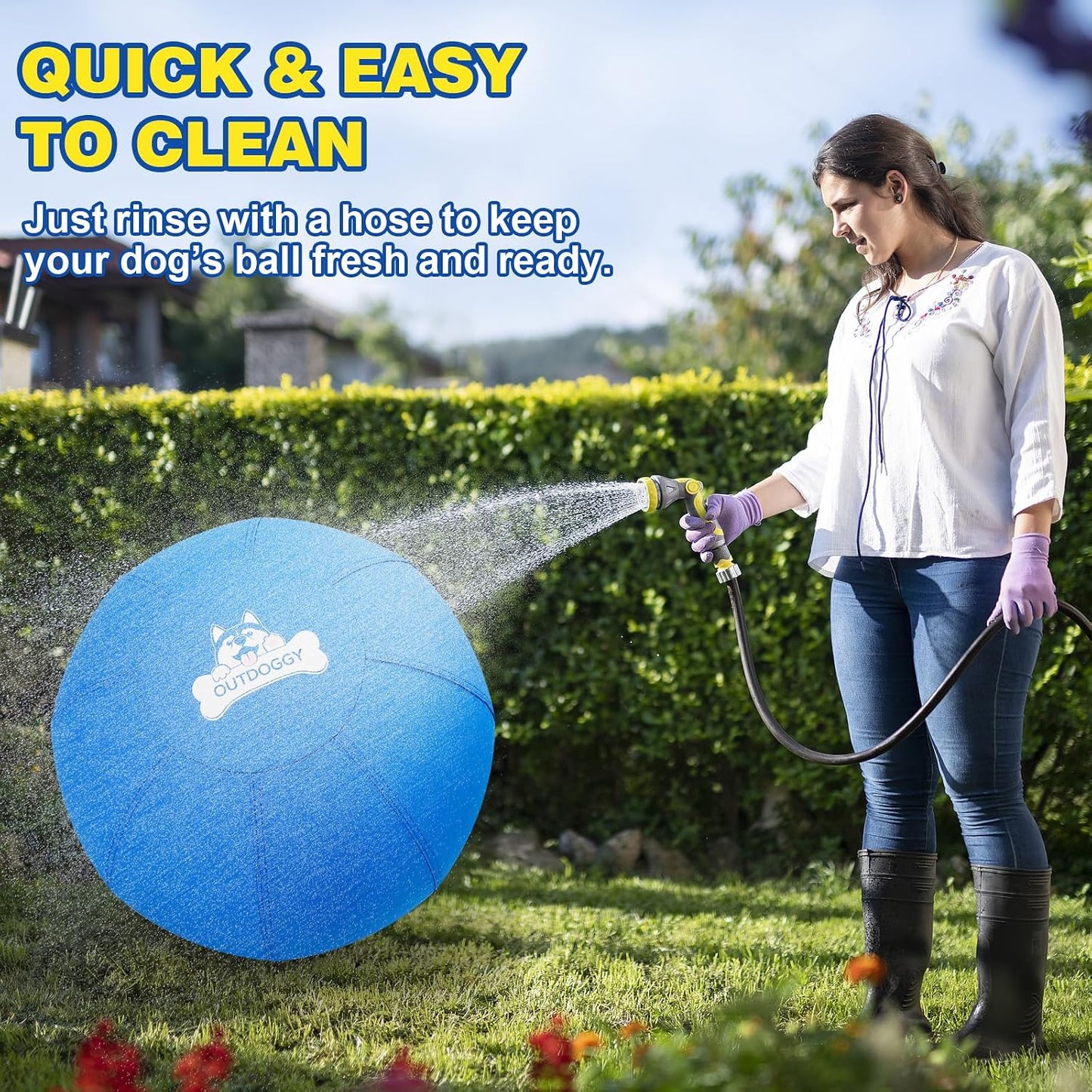 Outdoggy Pelota de pastoreo para perros de 25" - Resistente para ra...