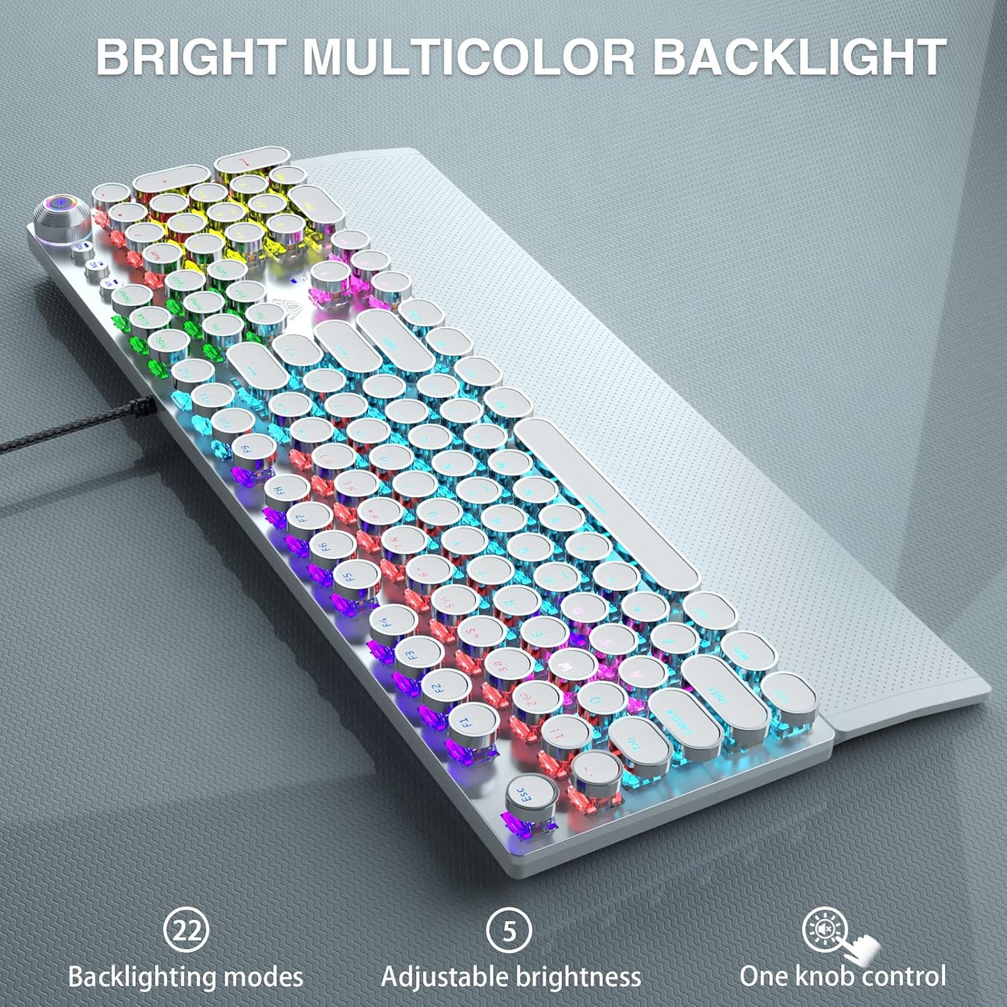 AULA Combo de teclado y mouse blancos para juegos (teclados mecánic...