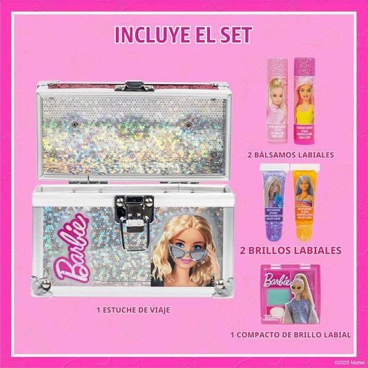 Barbie - Juego de maquillaje para niños en mini estuche de tren, se...