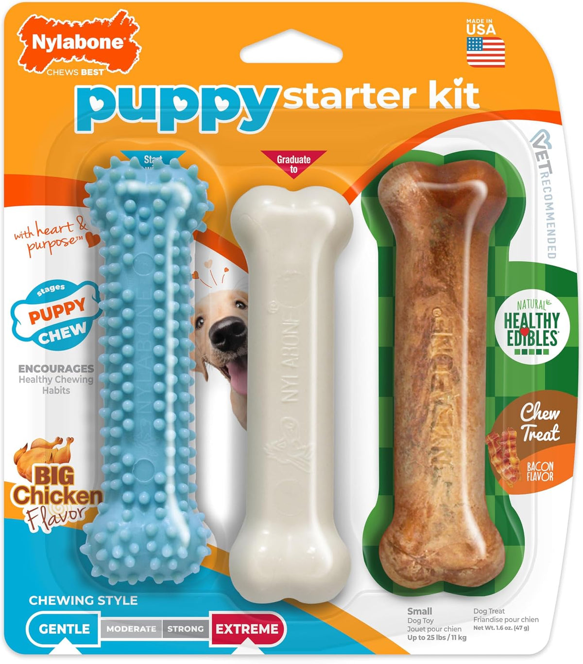 Nylabone - Kit de iniciación para cachorros, juguetes de dentición...
