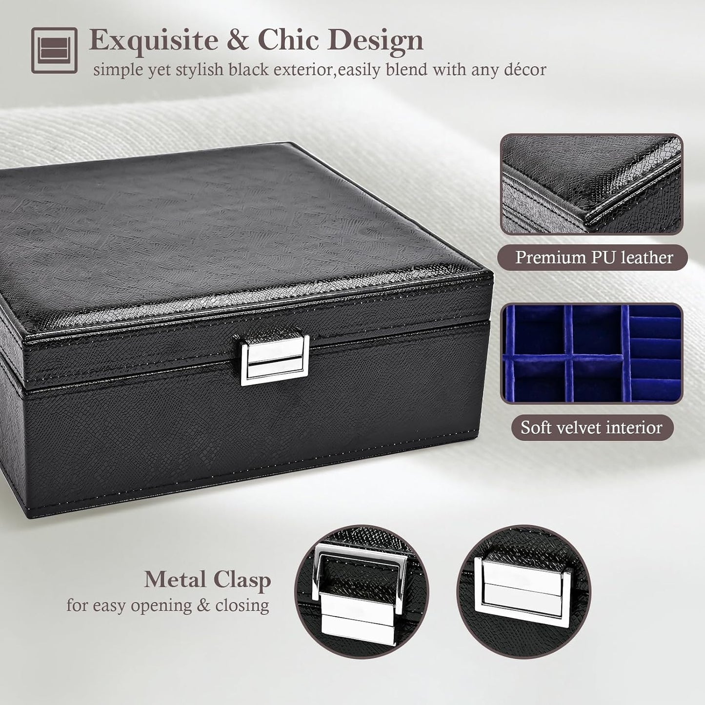 ProCase Joyero de 2 capas para mujer -Lizardblack | Estuche organiz...