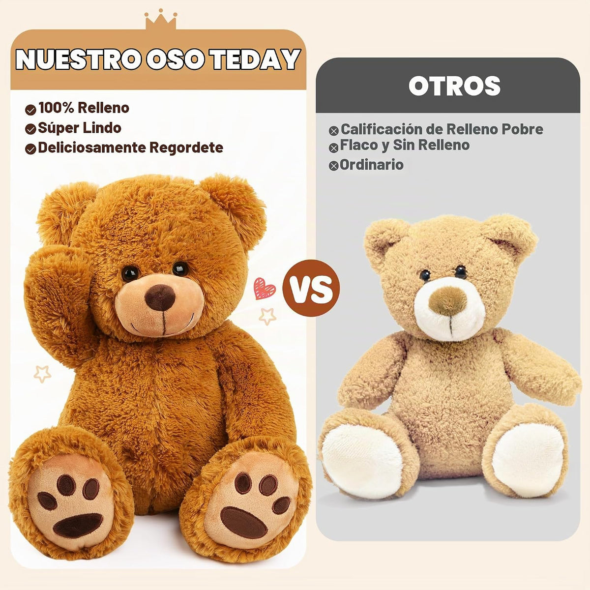 LotFancy Oso de peluche, peluche suave de 20 pulgadas, color marrón...