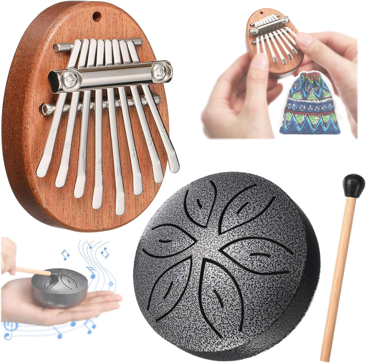 Maasechs Mini instrumentos musicales, mini piano de pulgar Kalimba...