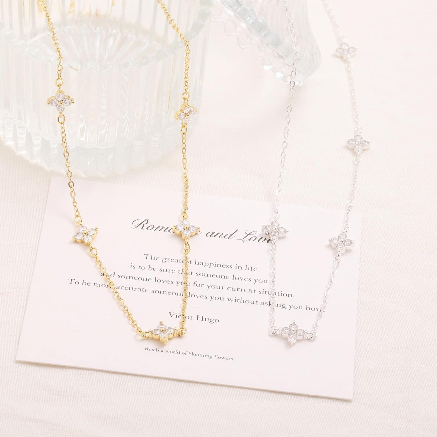 CUEZIY Delicados collares de plata y oro para mujer, lindo collar d...