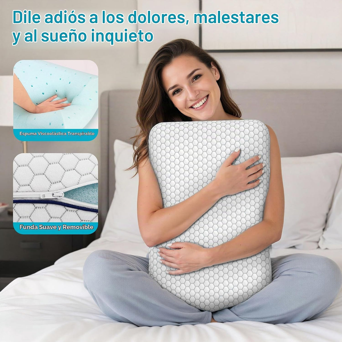 CushyOasis - Paquete de 2 almohadas de espuma viscoelástica para pe...