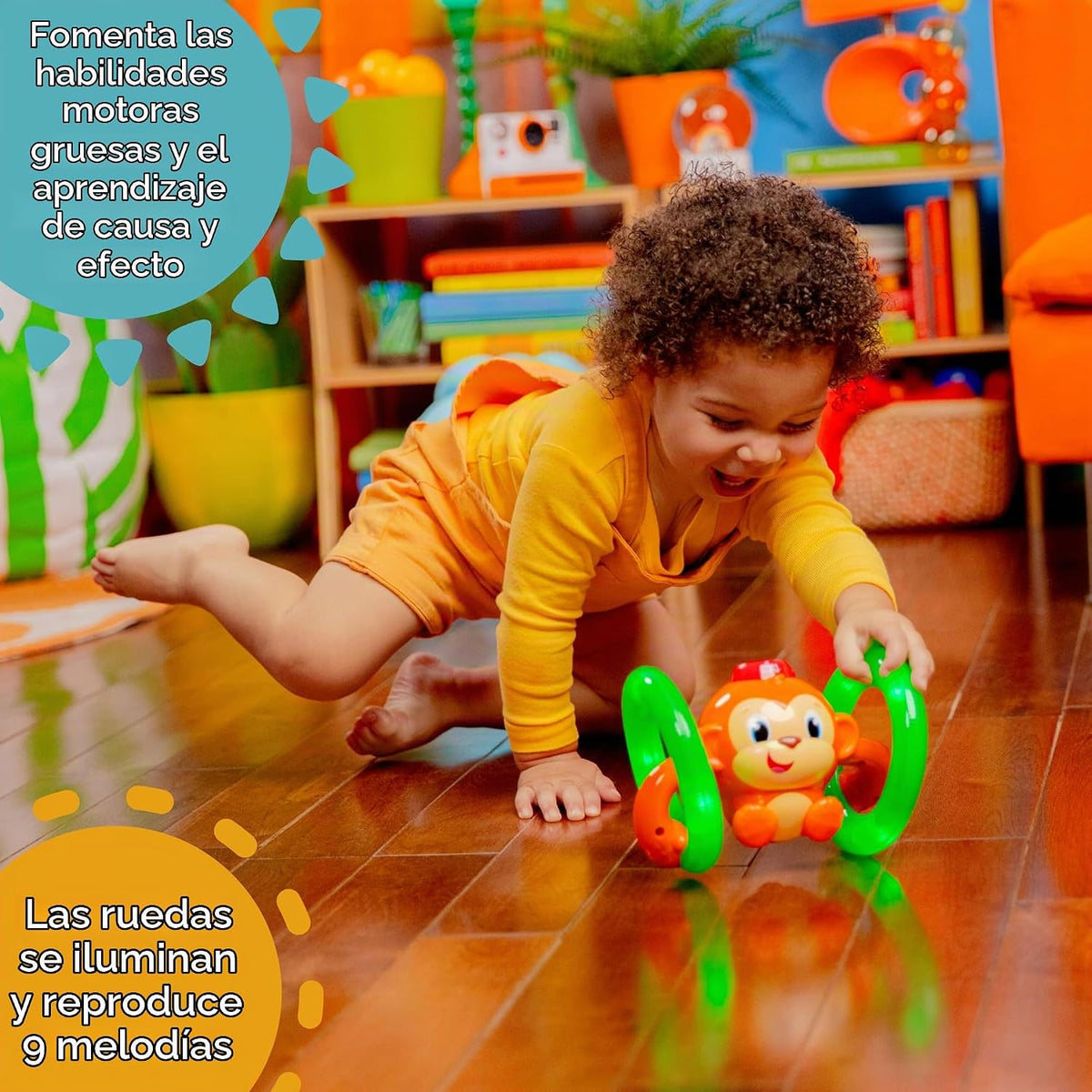 Bright Starts Roll &amp; Glow Monkey Crawling - Juguete para bebé c...