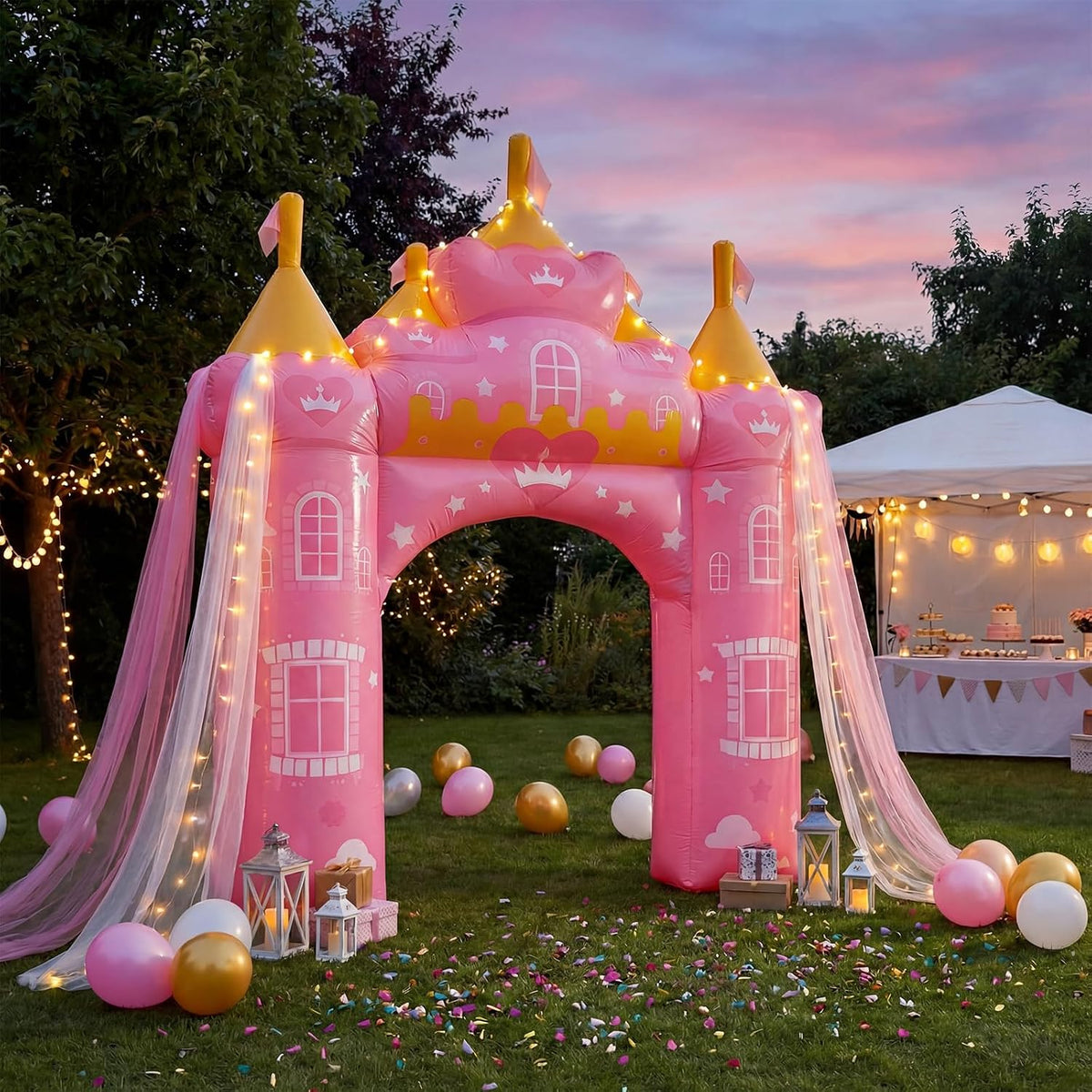 Crowye Arco inflable de princesa de 10 pies, decoración al aire lib...