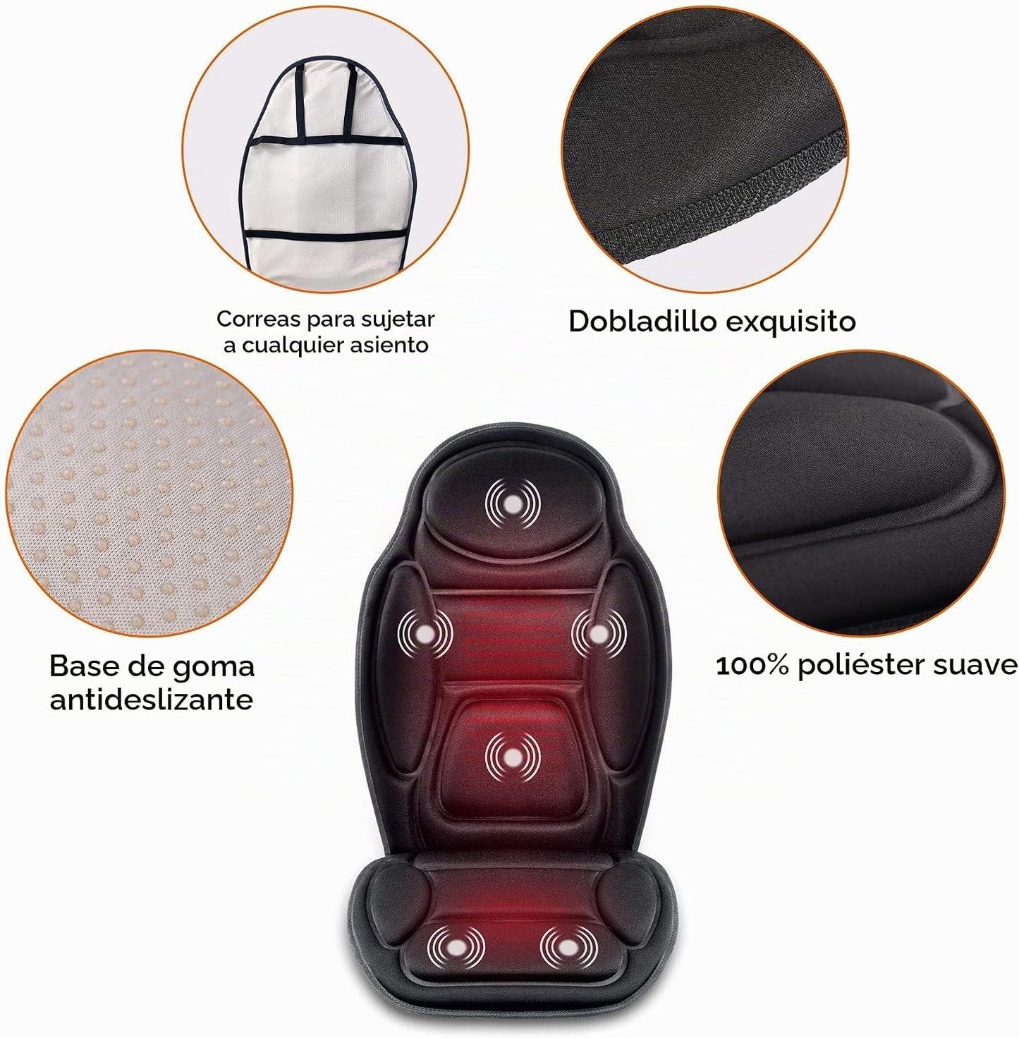 Snailax Cojín de asiento de masaje, masajeador de espalda con calor...