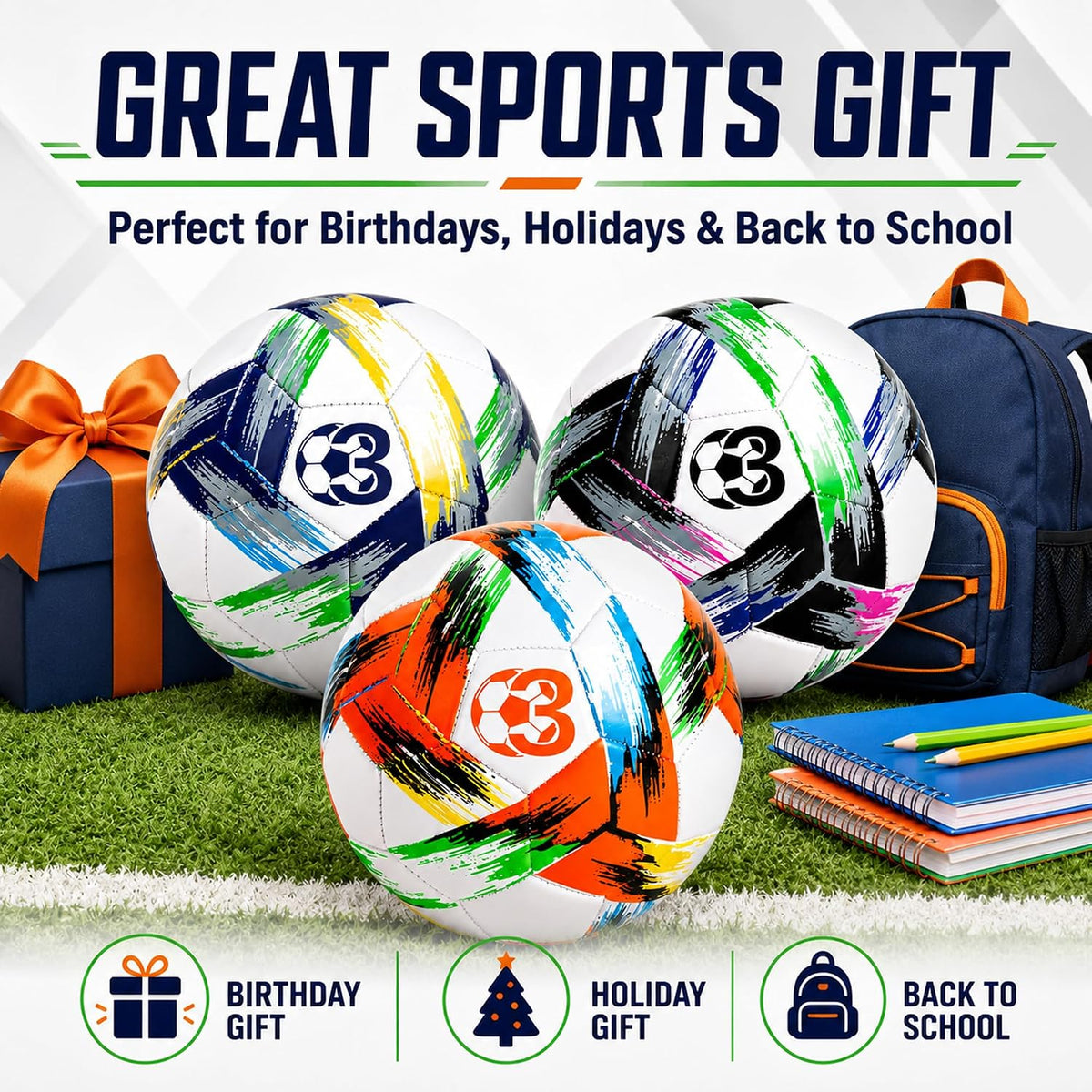 Innotoys Balón de fútbol tamaño 5, tamaño 4, tamaño 3, desinflado,...