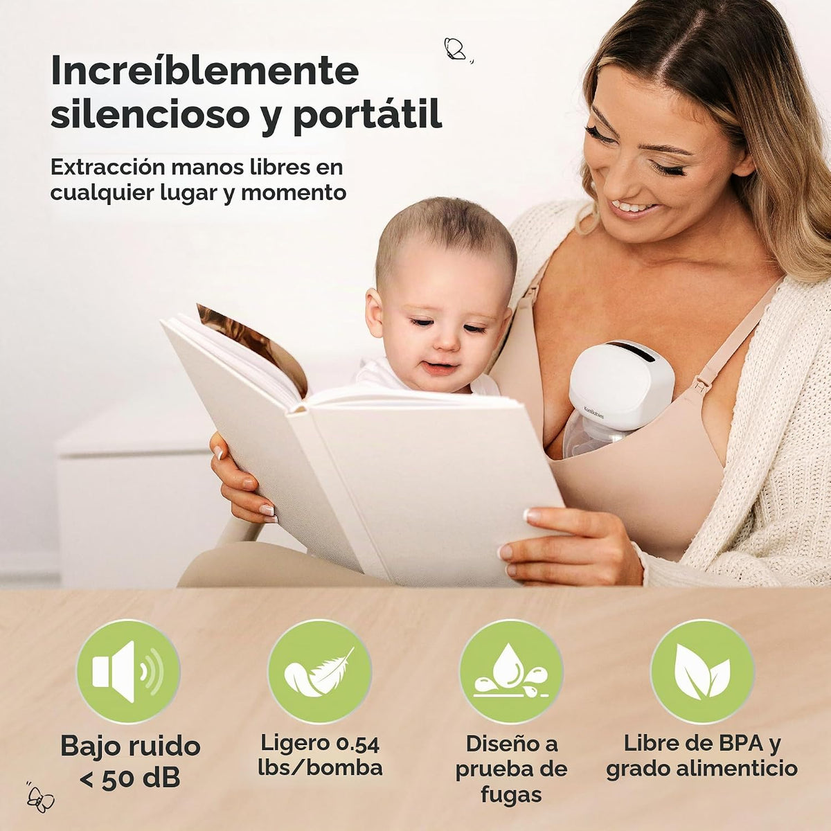 KeaBabies Extractor de leche manos libres, extractor de leche inalá...