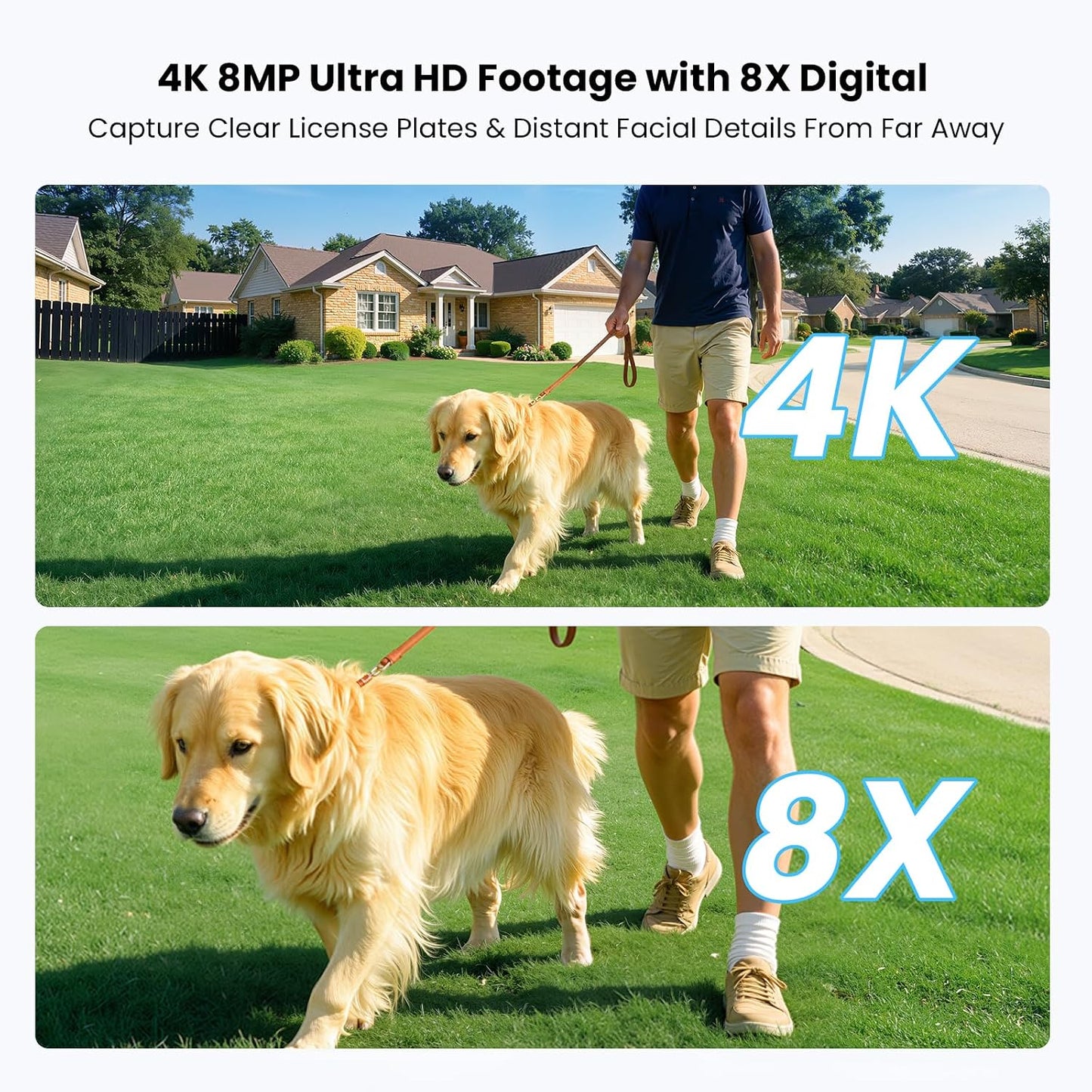 Cámara de seguridad 4K para exteriores, cámara enchufable de 360 PT...