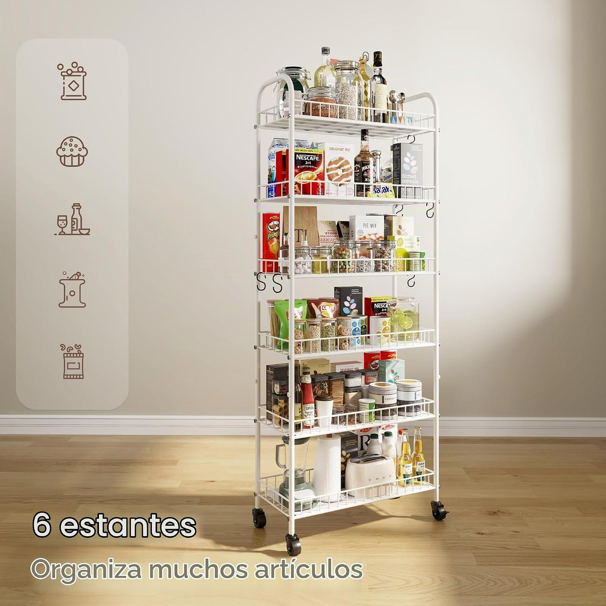 Qiaoxuan Carrito de Almacenamiento Rodante Delgado de 6 Niveles con...