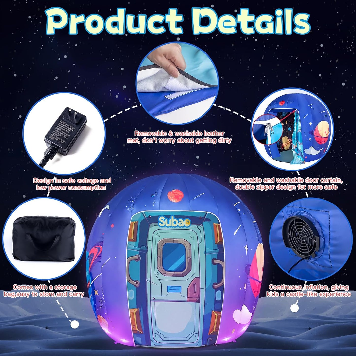 Subao Tienda de campaña sensorial para niños y adultos, astronauta,...