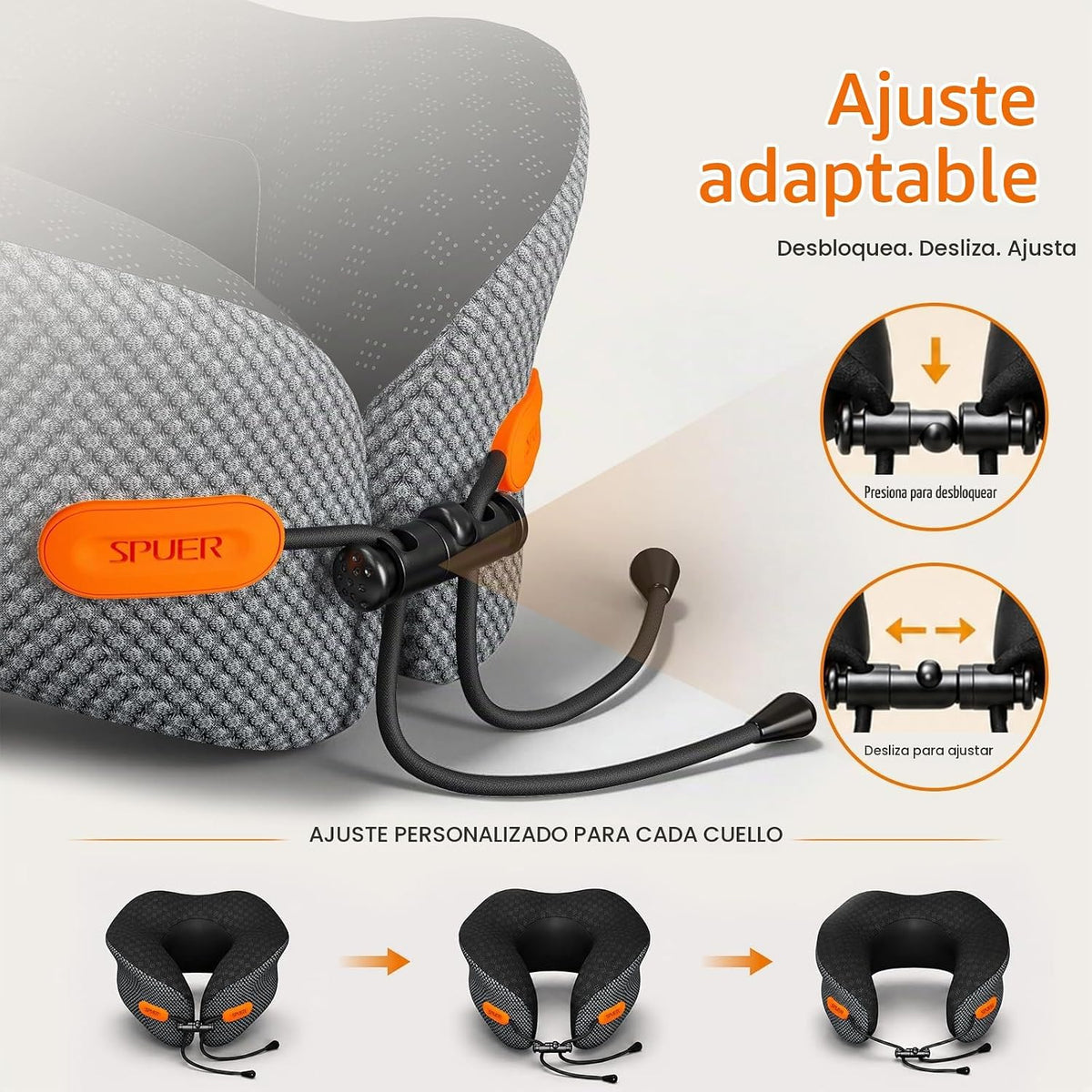 Almohada de viaje premium para aviones, almohada ergonómica para el...