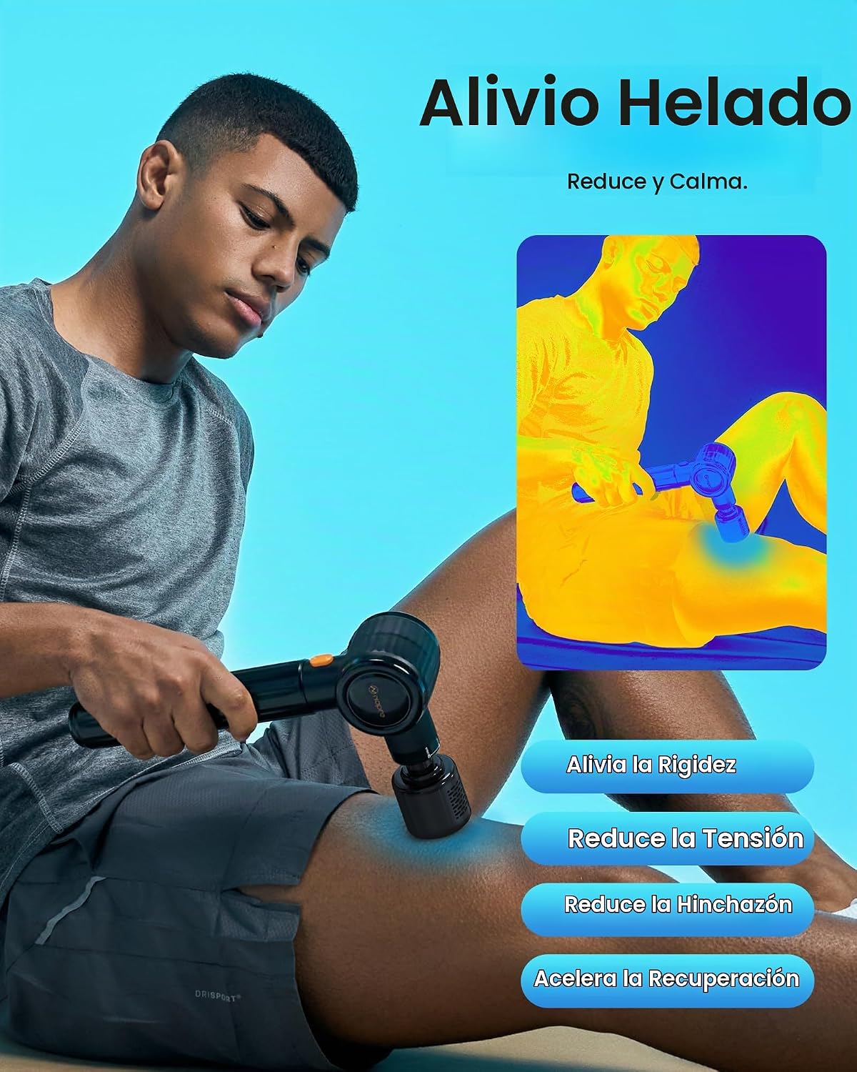 NAPRE Pistola de masaje con calor y frío, pistola de masaje de teji...