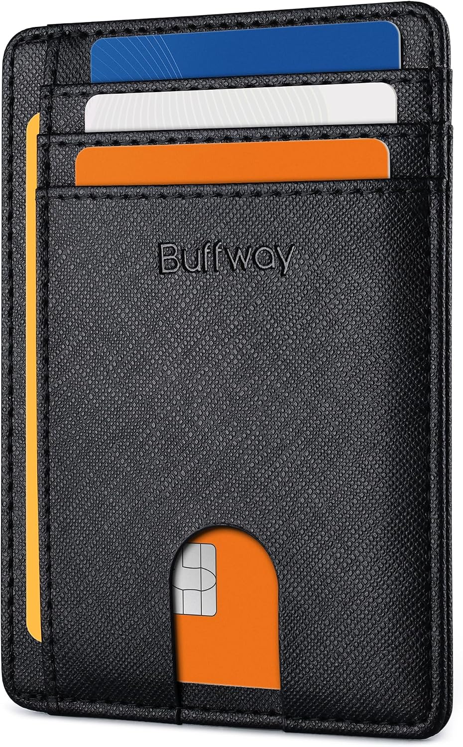 Buffway - Carteras de cuero delgadas minimalistas con bolsillo fron...