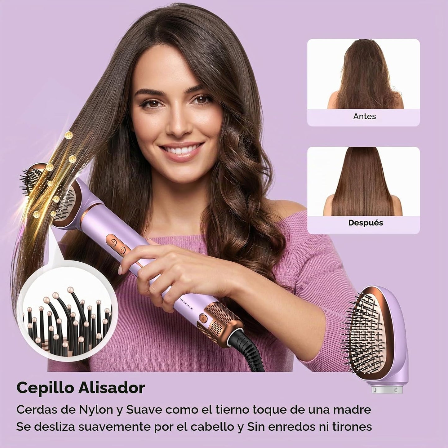 Secador de pelo de iones negativos 7 en 1, juego de estilizadores d...