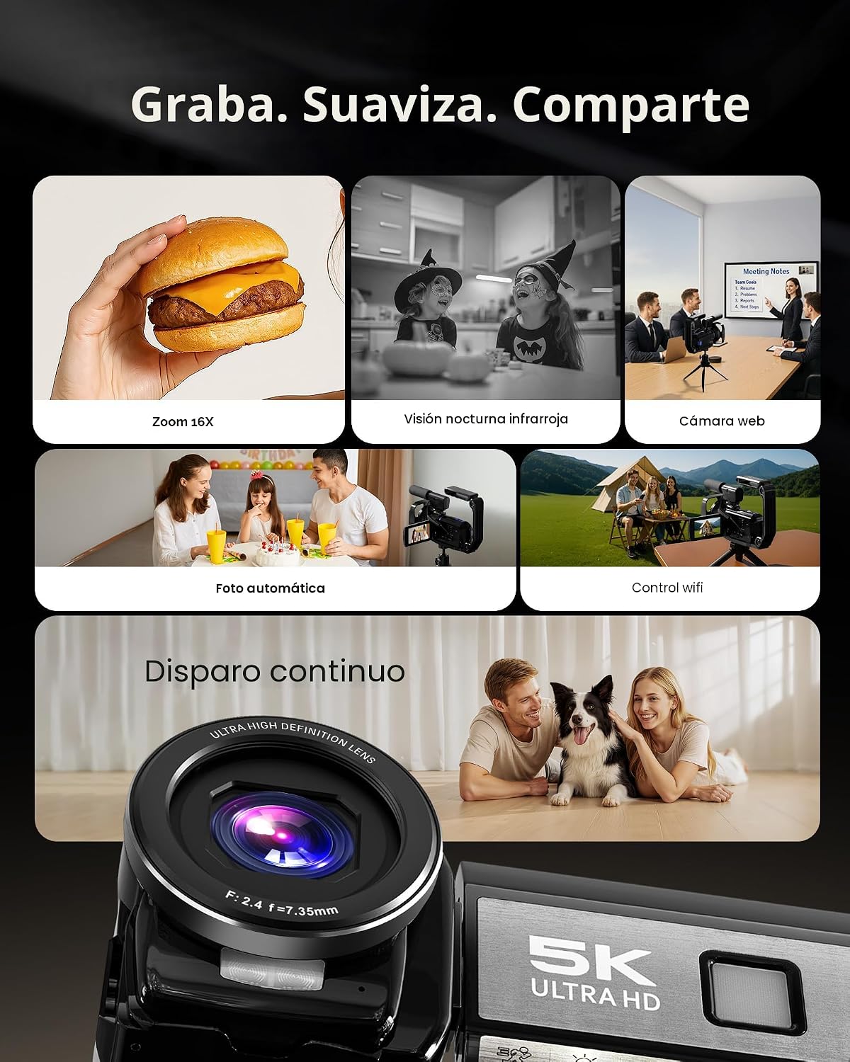 Videocámara 5K, cámara de video BREGOO UHD 64MP para vlogging en Yo...