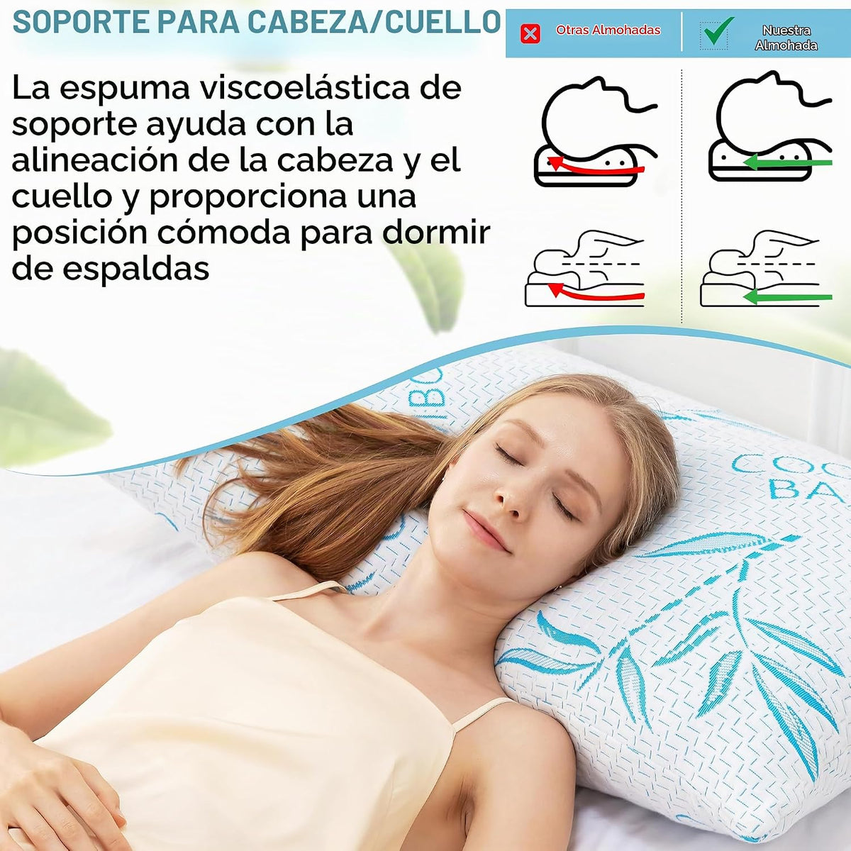 Almohada corporal para dormir, almohada de cama ajustable de espuma...