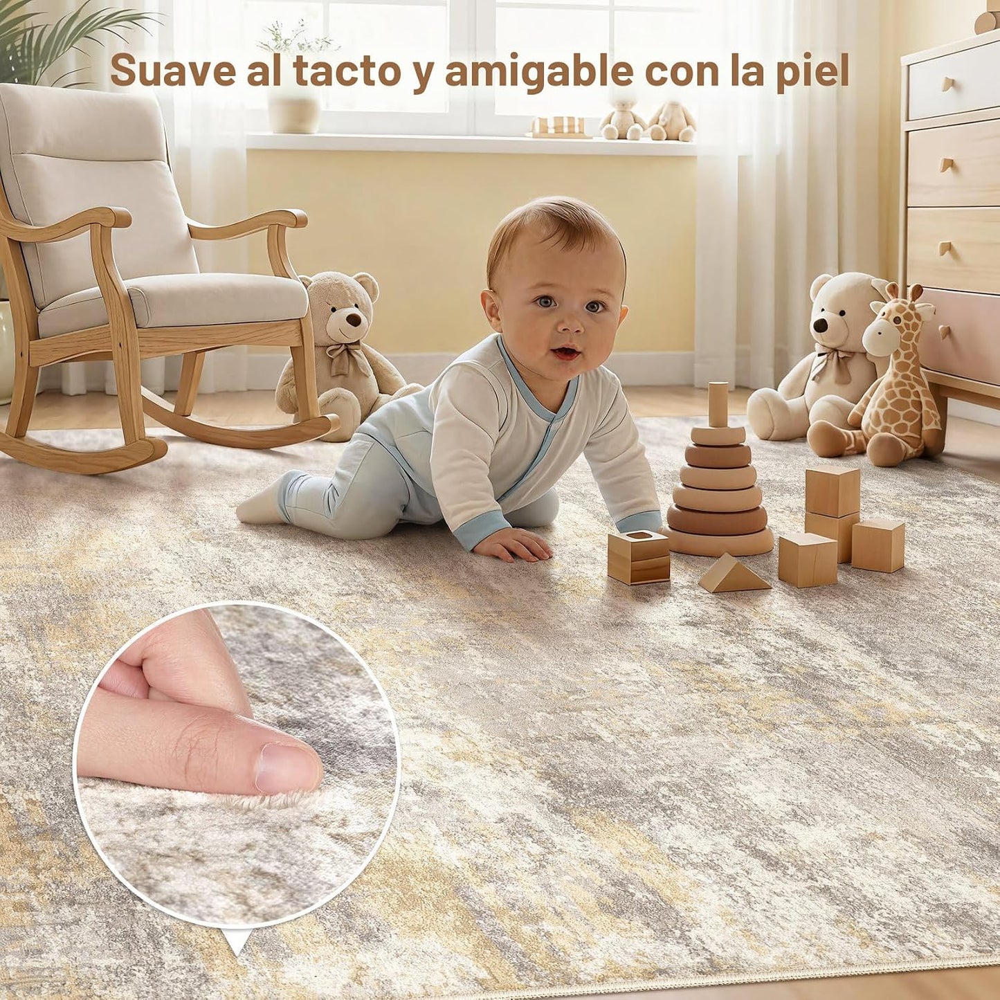 Cotiled - Alfombra abstracta lavable de 8 x 10 pulgadas, color dora...
