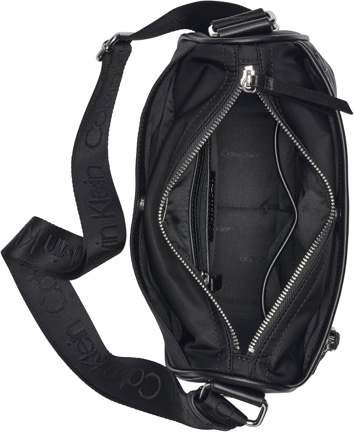 Calvin Klein Caius - Bandolera organizacional, negro\/plata, talla...