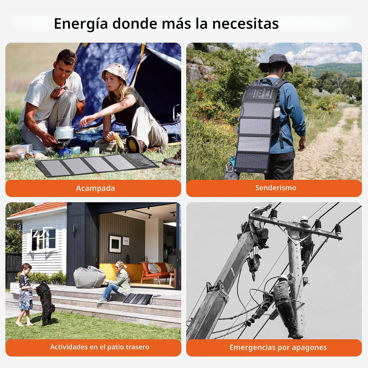 BigBlue Cargador de panel solar de 28W con USB-C dual y USB-A, carg...