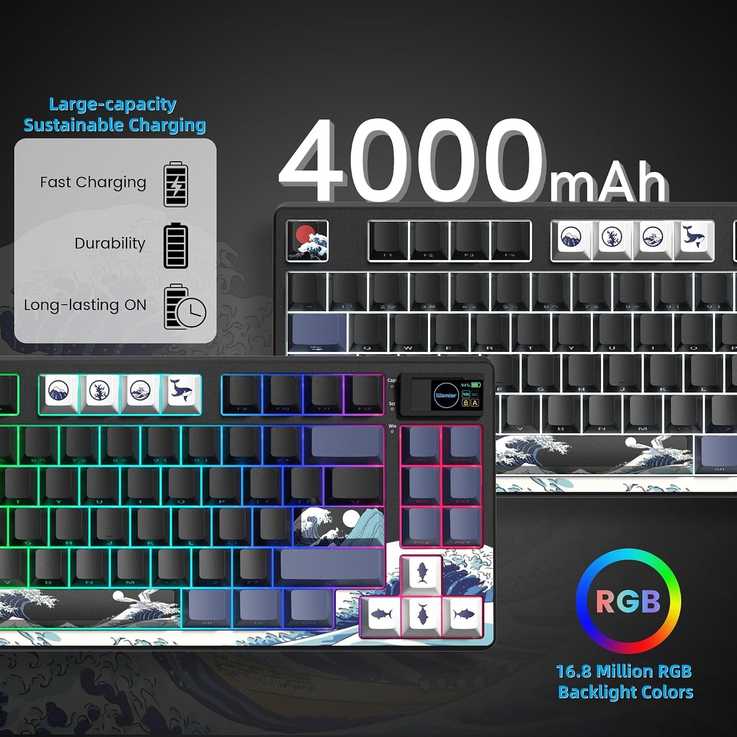 Womier Teclado Mecánico Inalámbrico 75% con Pantalla Multimedia a C...