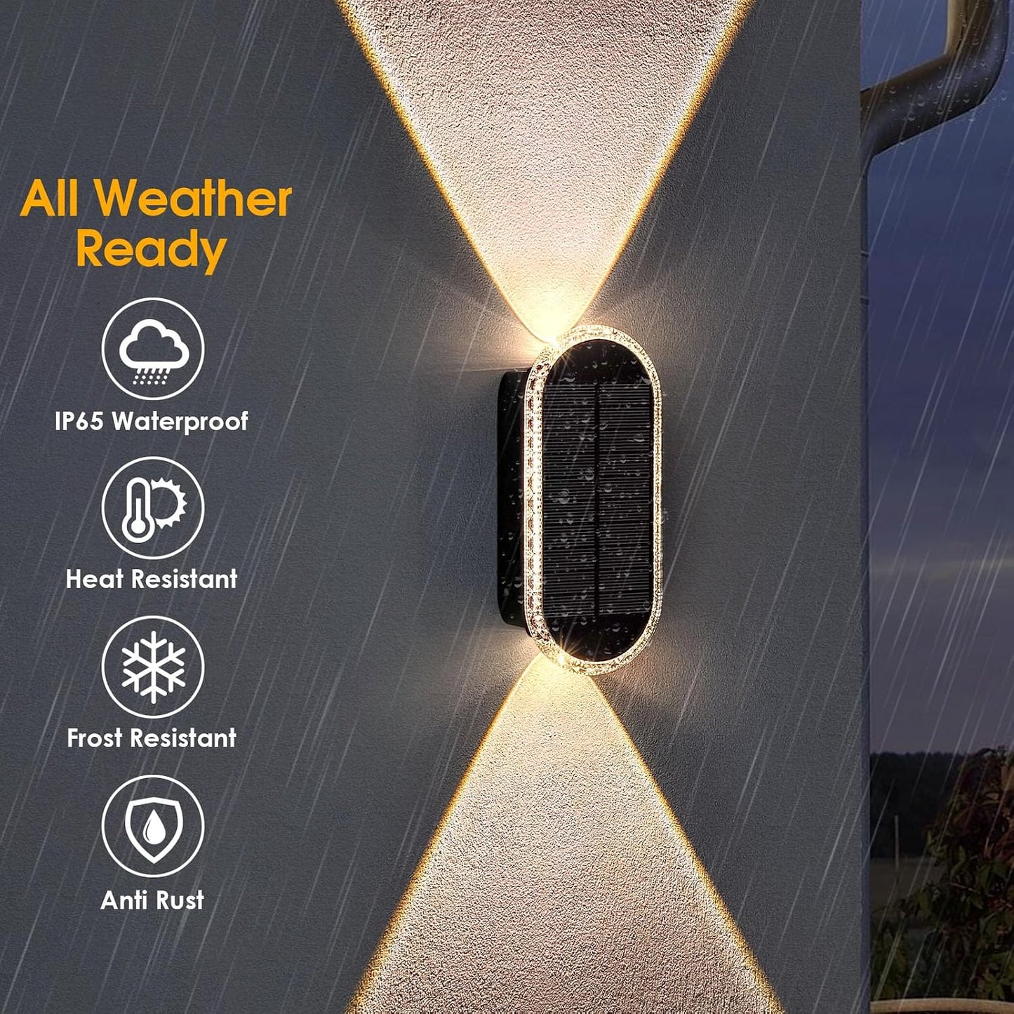 Luces solares de valla al aire libre - 3000\/4000\/6000K 3 modos, l...