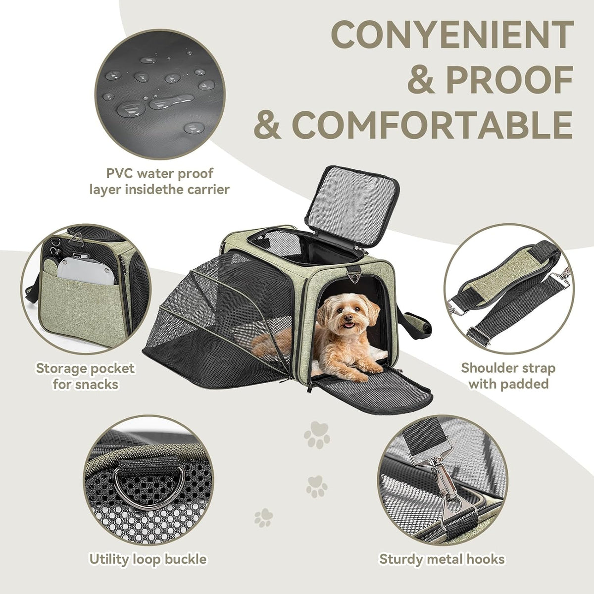 Petsfit Transportador de gatos mediano expandible para viajes aéreo...
