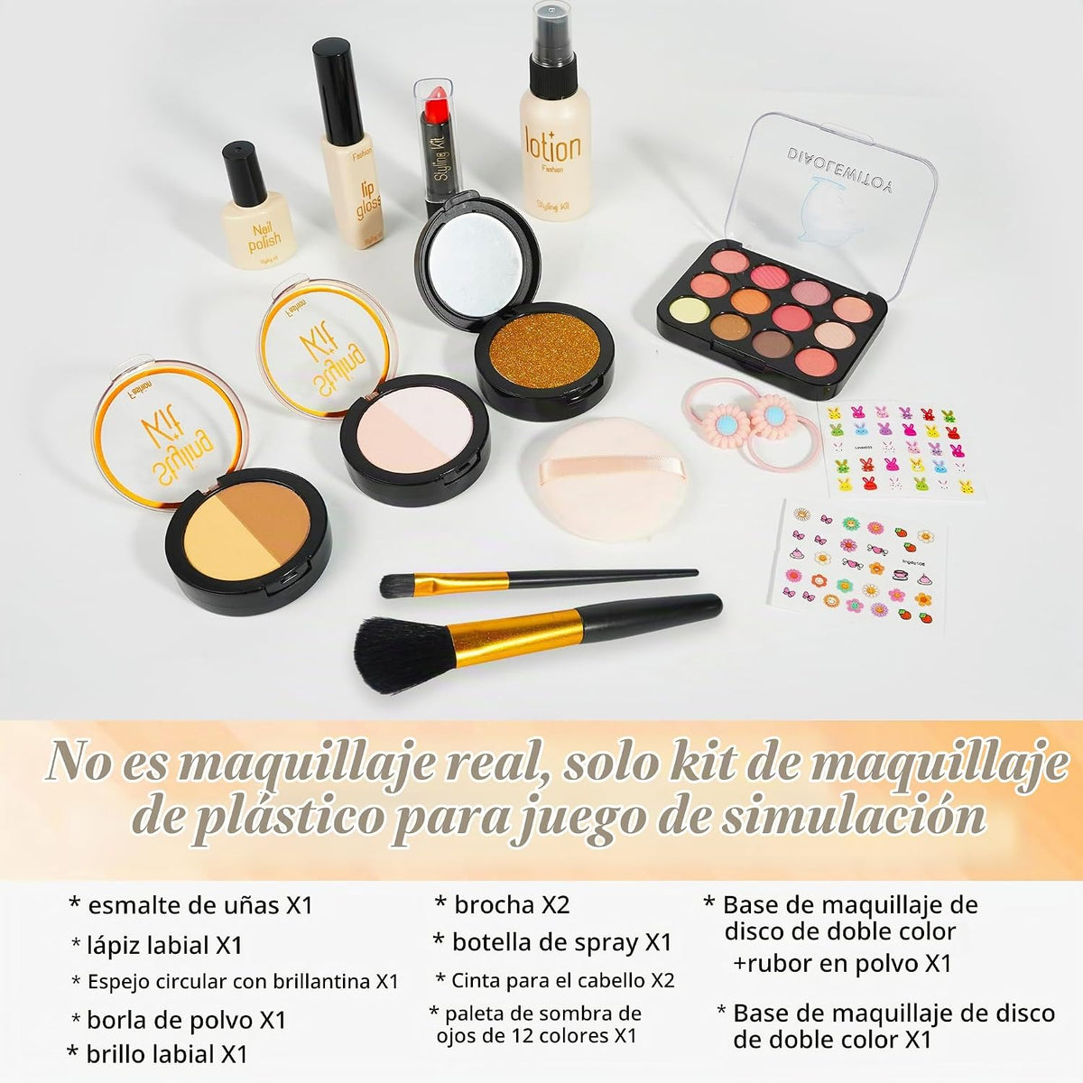 DIAOLEWITOY Kit de maquillaje de simulación para niñas, niños peque...