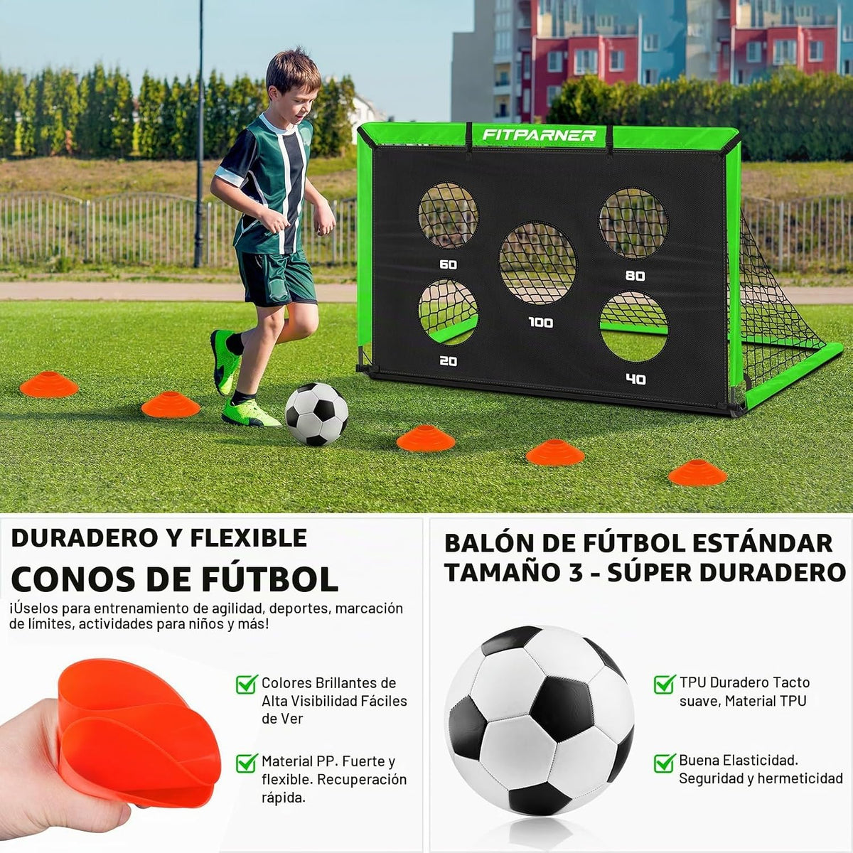 FITPARNER Portería de fútbol, portería de fútbol para niños en el p...