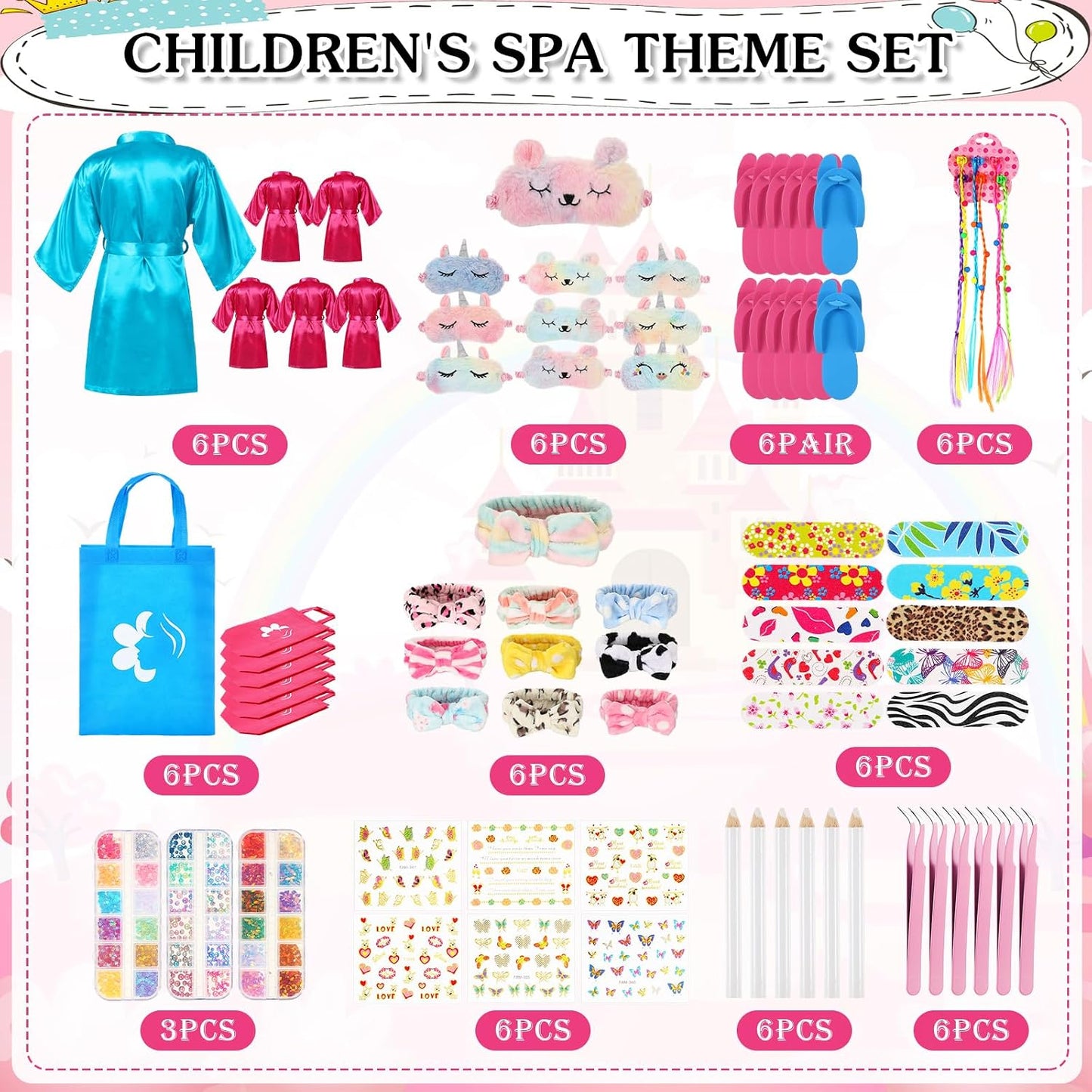 Suhine Juego de 6 juegos de spa para niñas, suministros para fiesta...