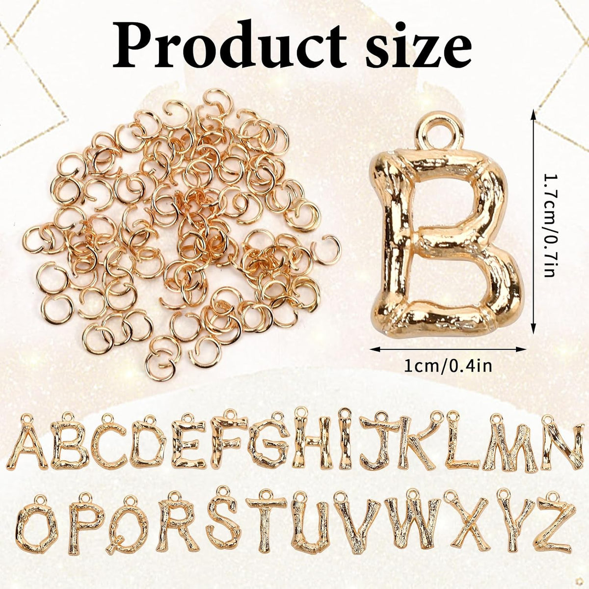 SANNIX 26 piezas de dijes de letras, dijes de letras iniciales para...