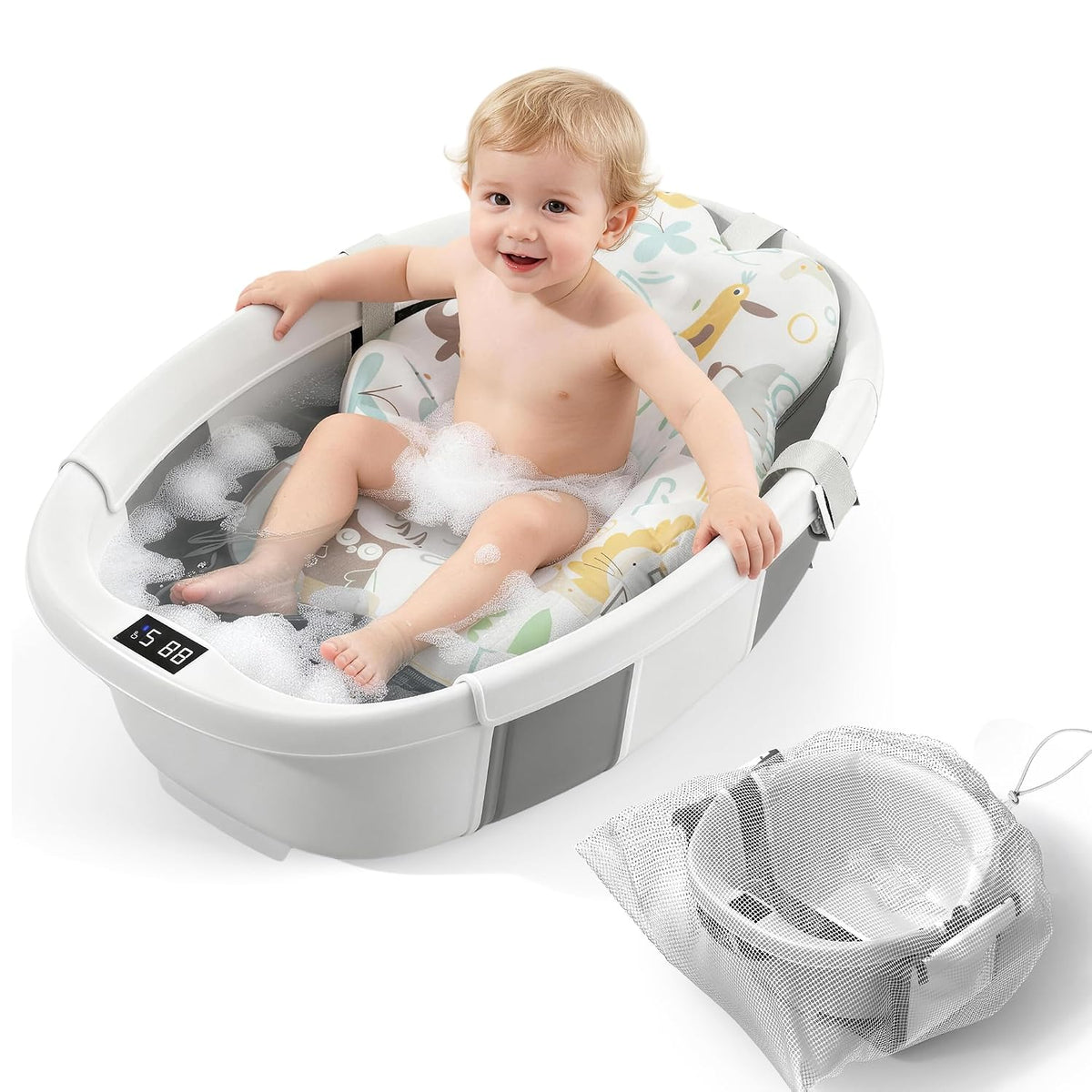 TOSGN Bañera plegable para bebé, 3 segundos para instalar, bañera p...