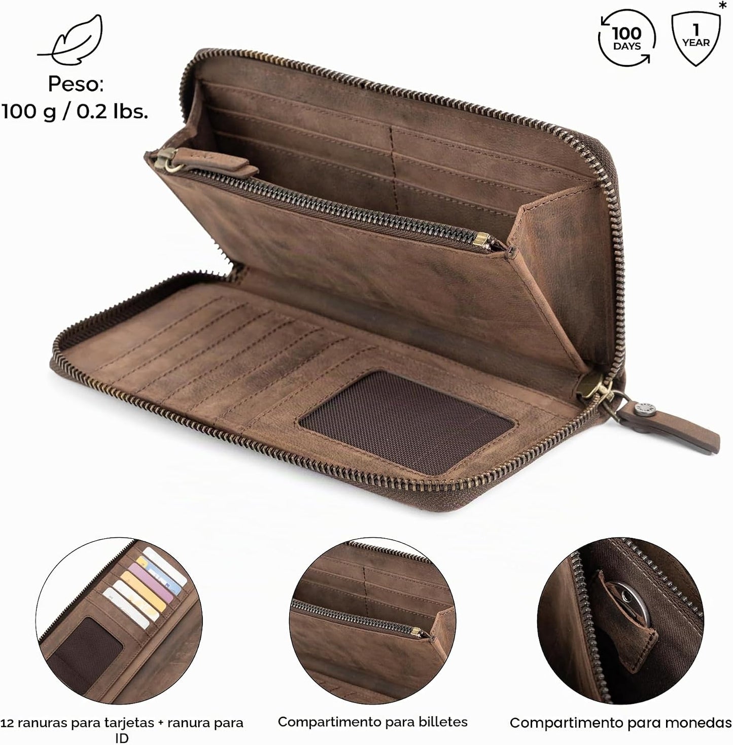 BERLINER BAGS Cartera de cuero genuino Margo, con bloqueo RFID, tar...