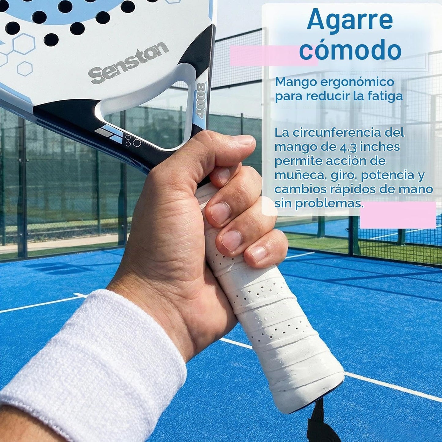 Senston Raqueta de pádel con superficie de fibra de carbono con núc...