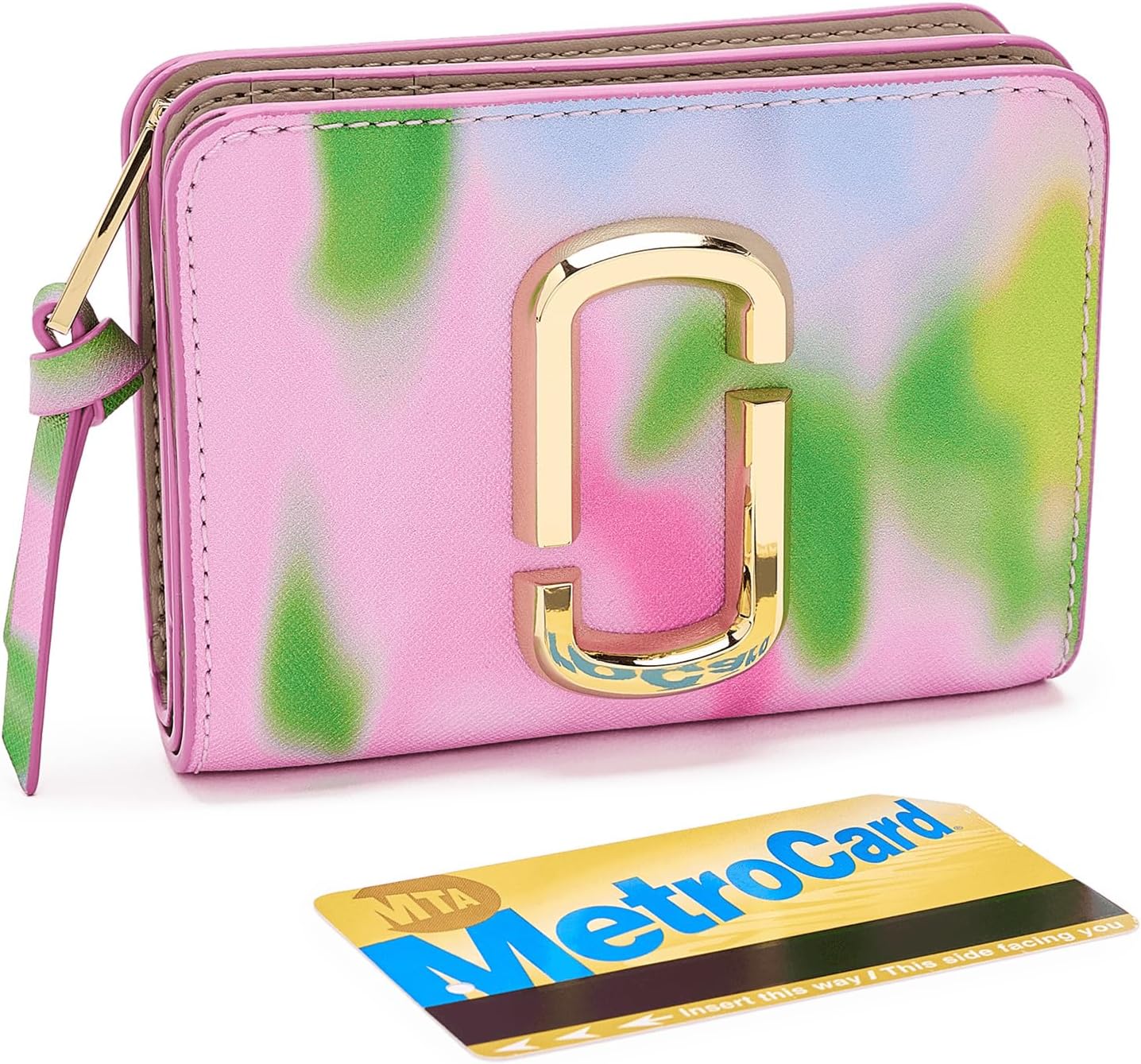 Marc Jacobs Billetera compacta para mujer, diseño floral, borrosa,...