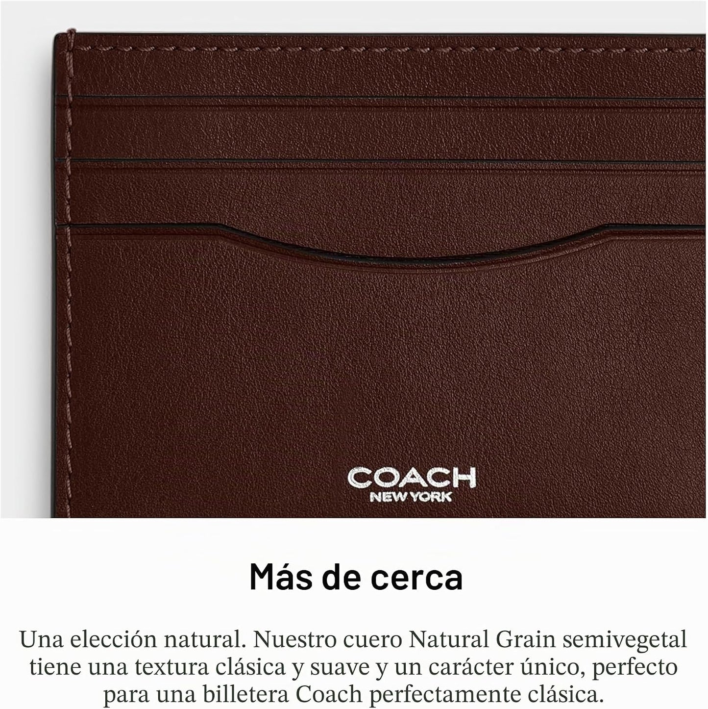 Coach Estuche plano para tarjetas en cuero de grano natural, Arce,...