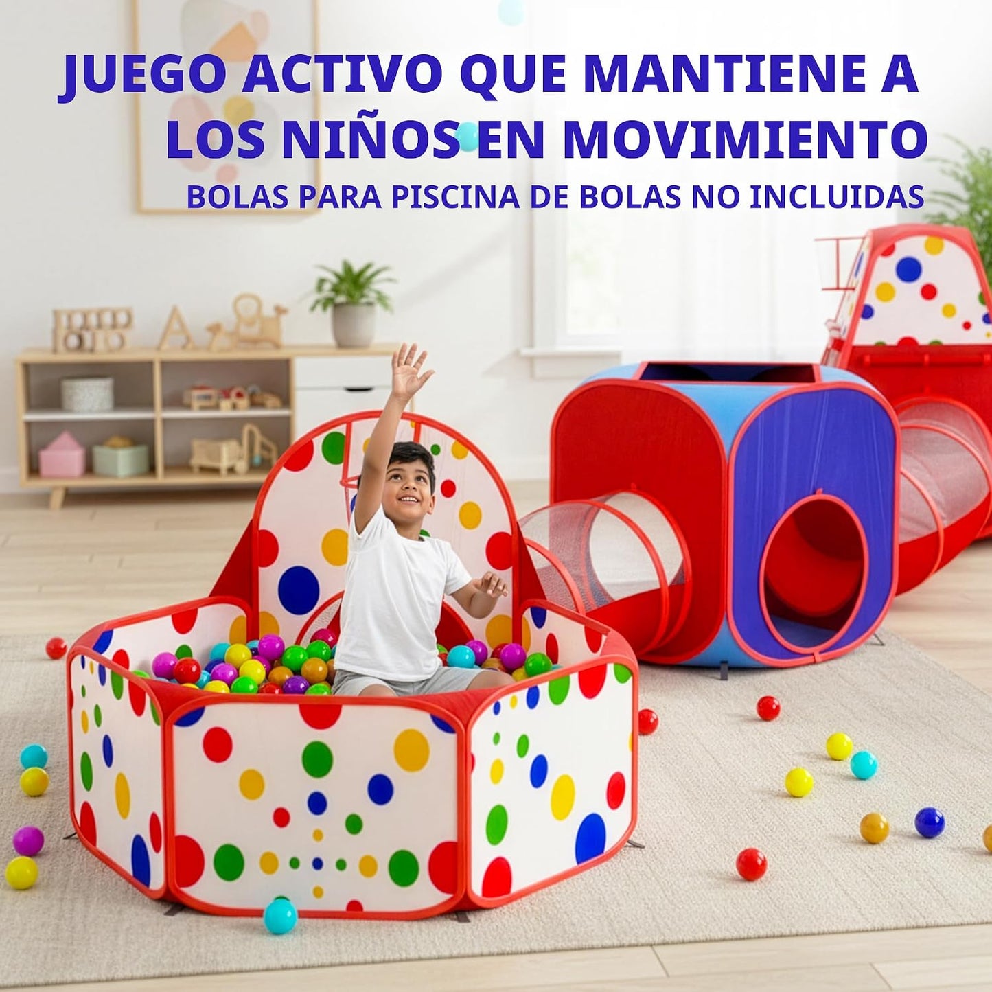 Playz Tiendas de campaña para niños, 5 piezas, túneles de gateo y p...