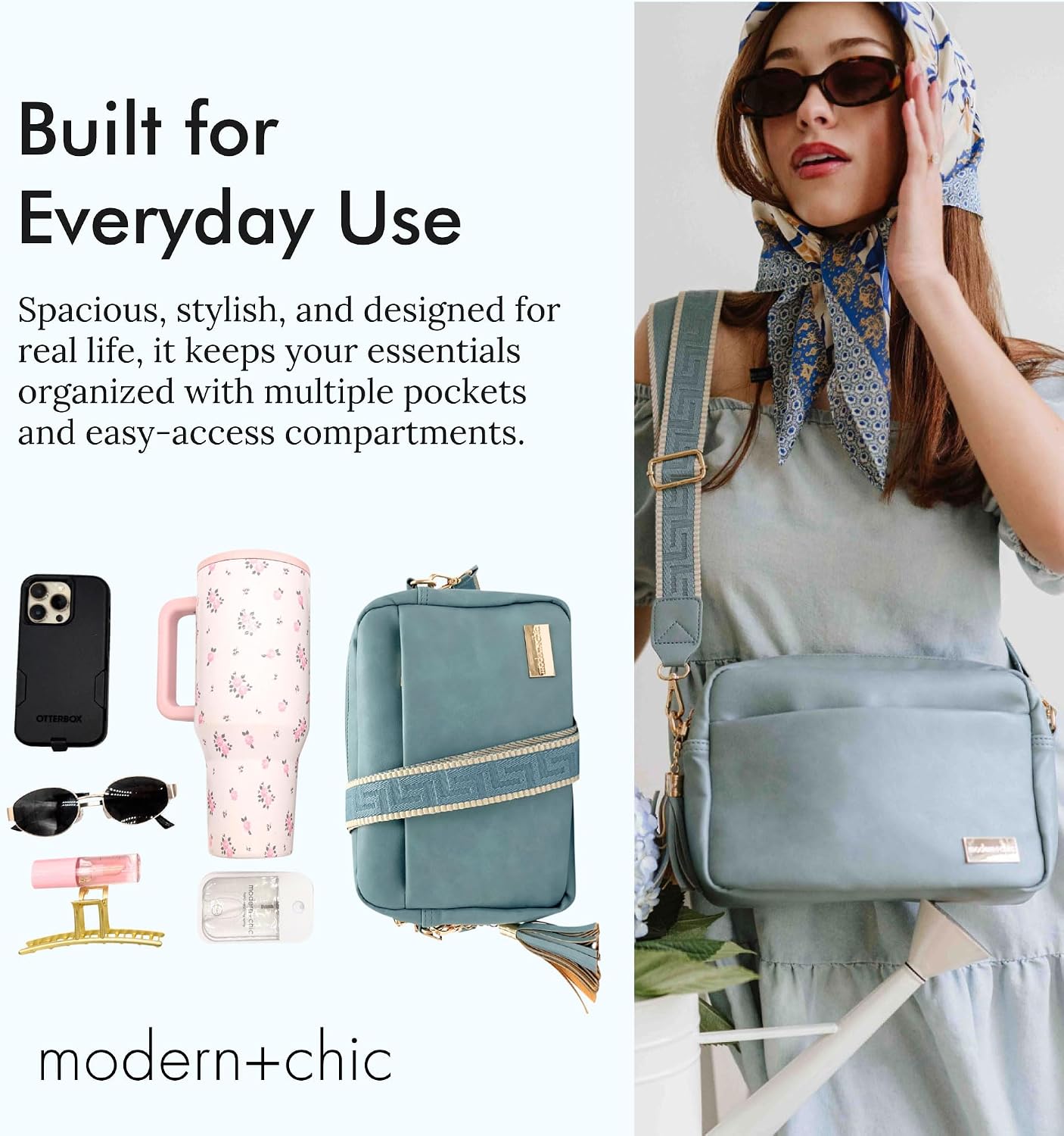 Modern+Chic Bolso cruzado Alice: bolso de cuero vegano con amplios...