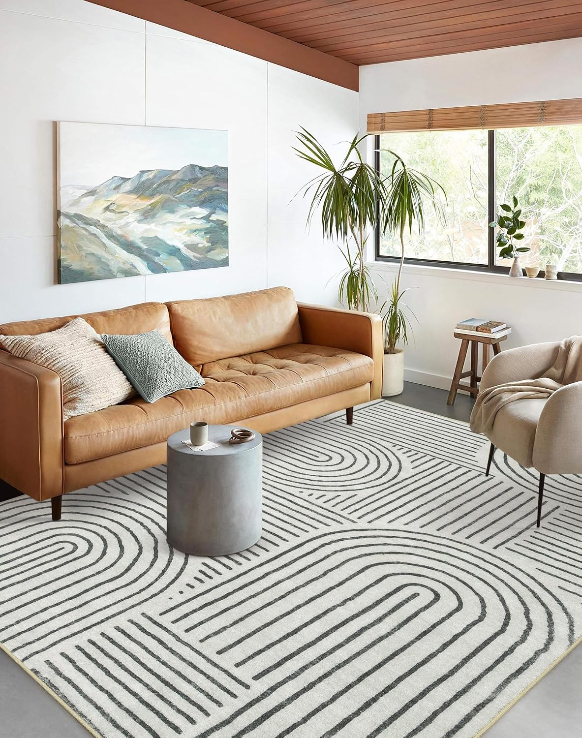 Lahome Alfombra lavable abstracta, alfombra de 5 x 7 pies para dorm...