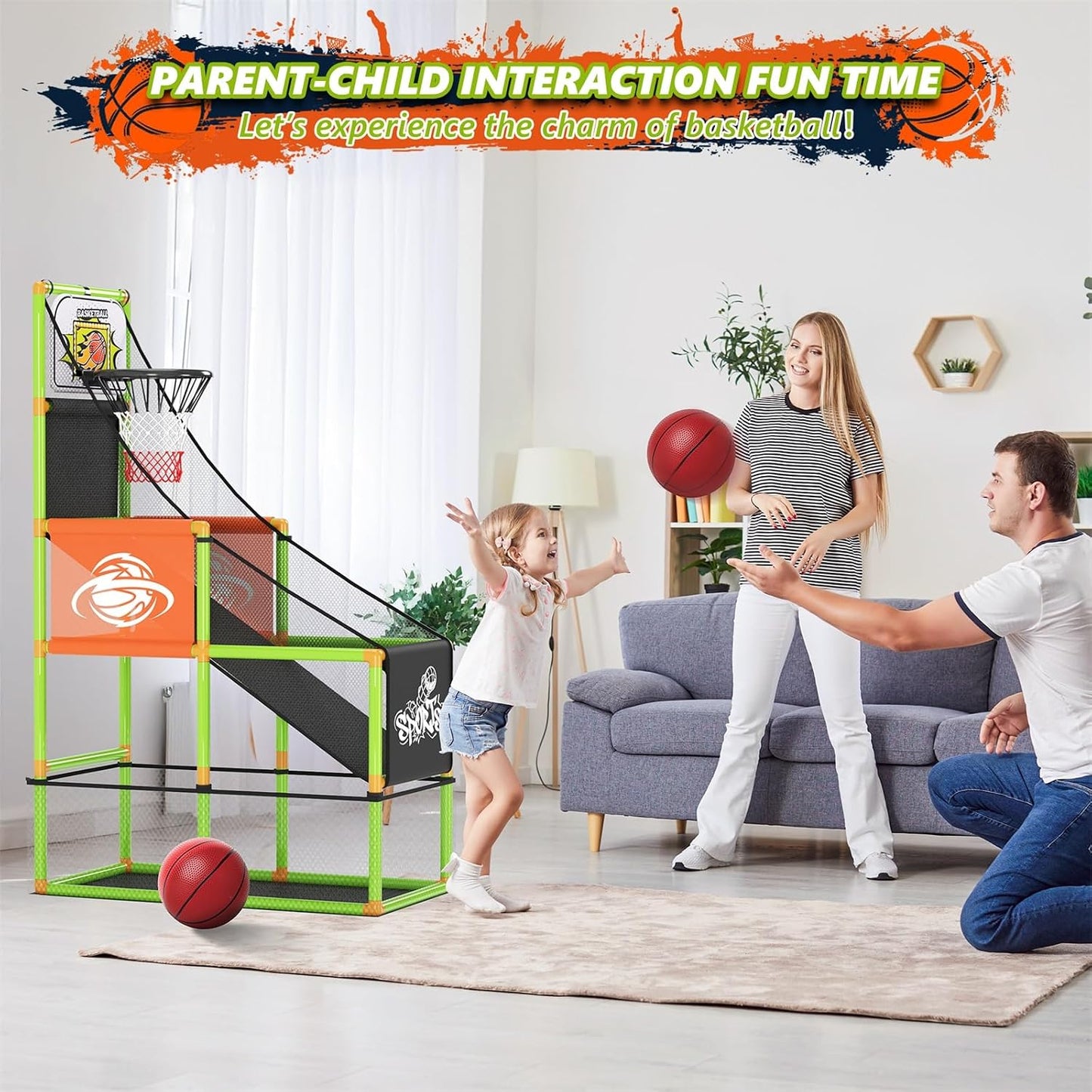 Juego de baloncesto arcade con marcador electrónico y luz LED: jugu...