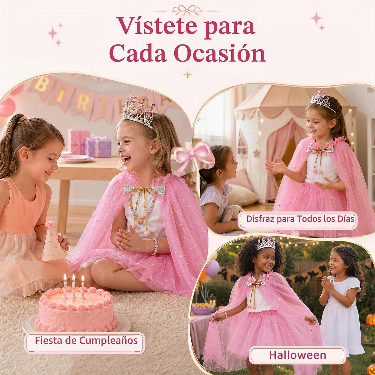 Meland Ropa de princesa para niña, 11 piezas de capa de princesa co...