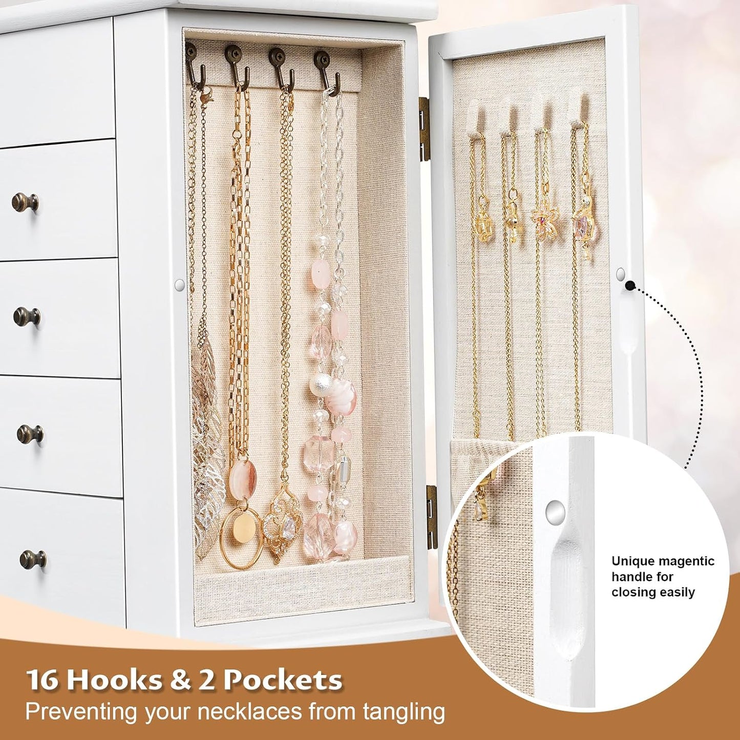 Emfogo - Caja de joyería para mujer, cajas de joyería de madera de...