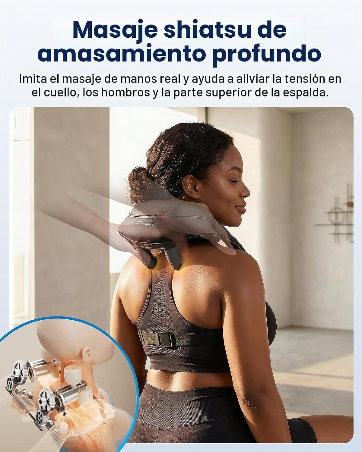 Masajeador Inalámbrico de Cuello y Hombro COMFIER con Calor, Masaje...