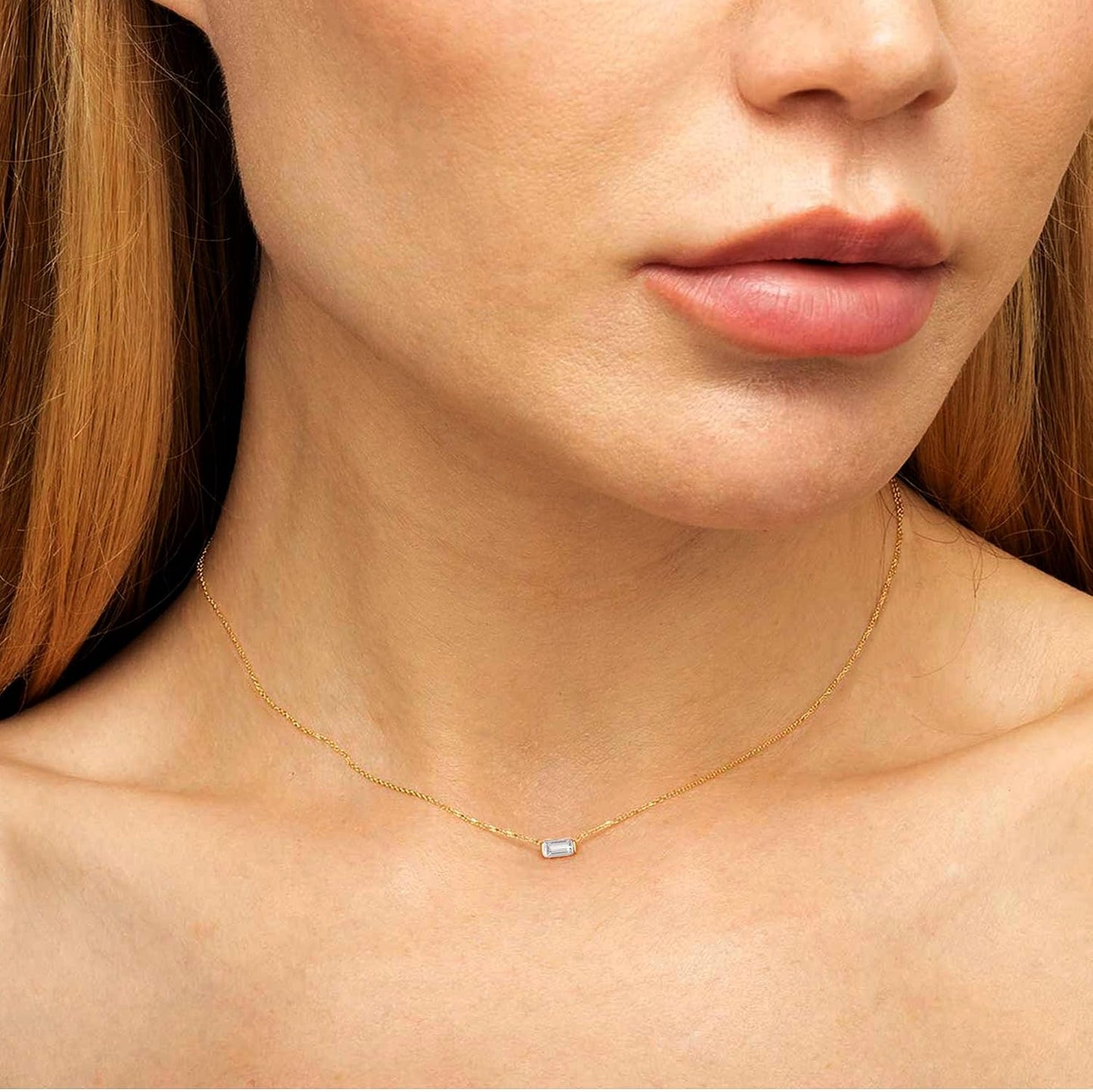 JSJOY Collar de piedra natal dorada para mujer, delicado collar con...