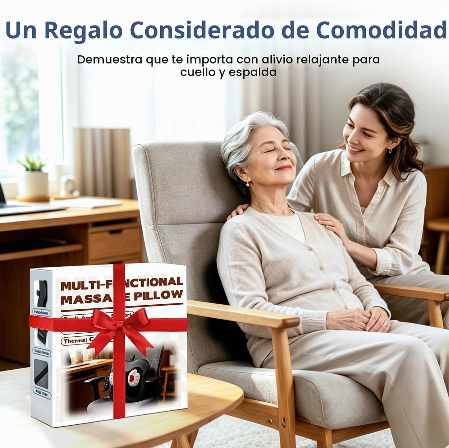 Masajeador inalámbrico de espalda y cuello con calor, tejido profun...