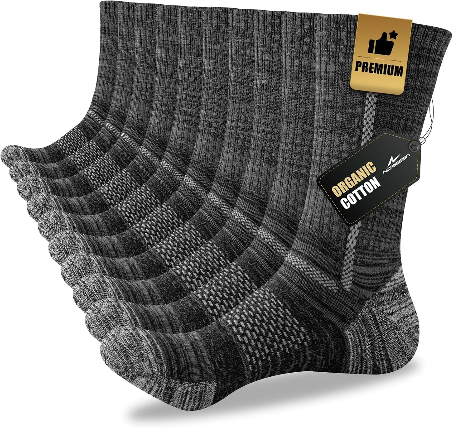 Niorasen Calcetines de trabajo de algodón para hombre, 5 pares de c...